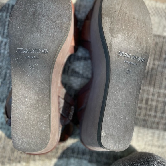 Jil Sander leather platform sandals/ wedges in gorgeous brown size 38